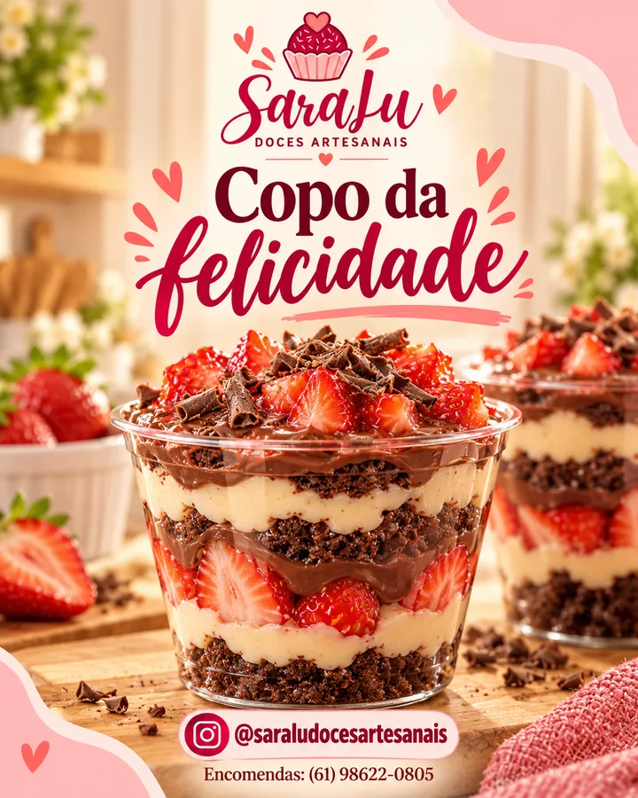 Arte SaraLu com copo da felicidade